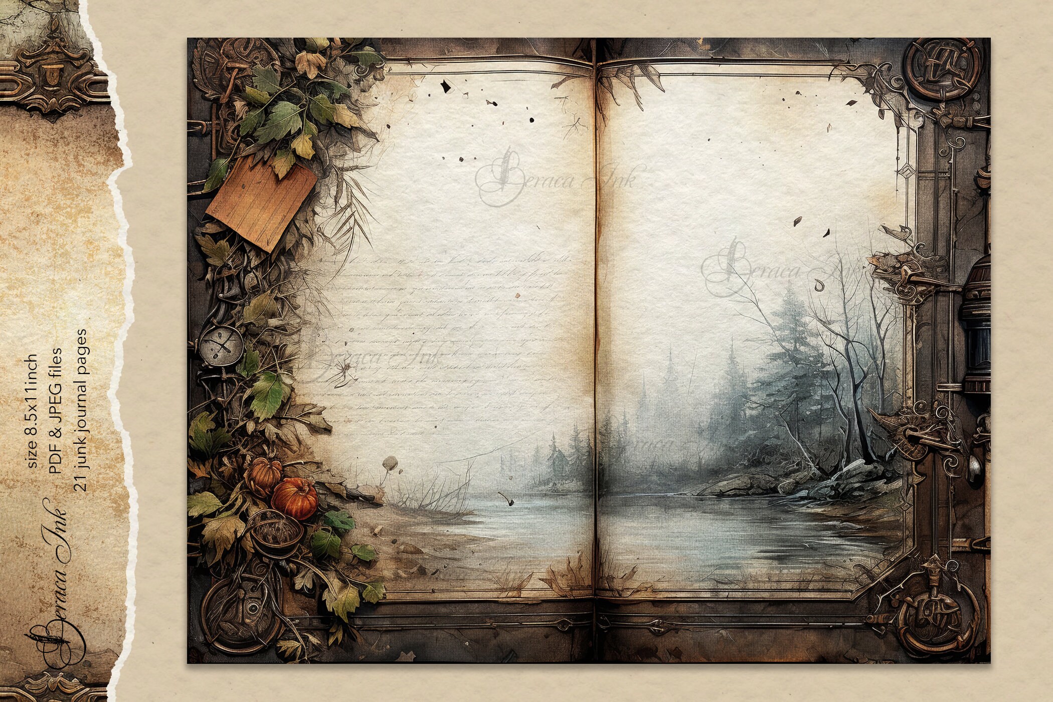 Old Books Junk Journal, Printable Steampunk Digital Journal, Library ...
