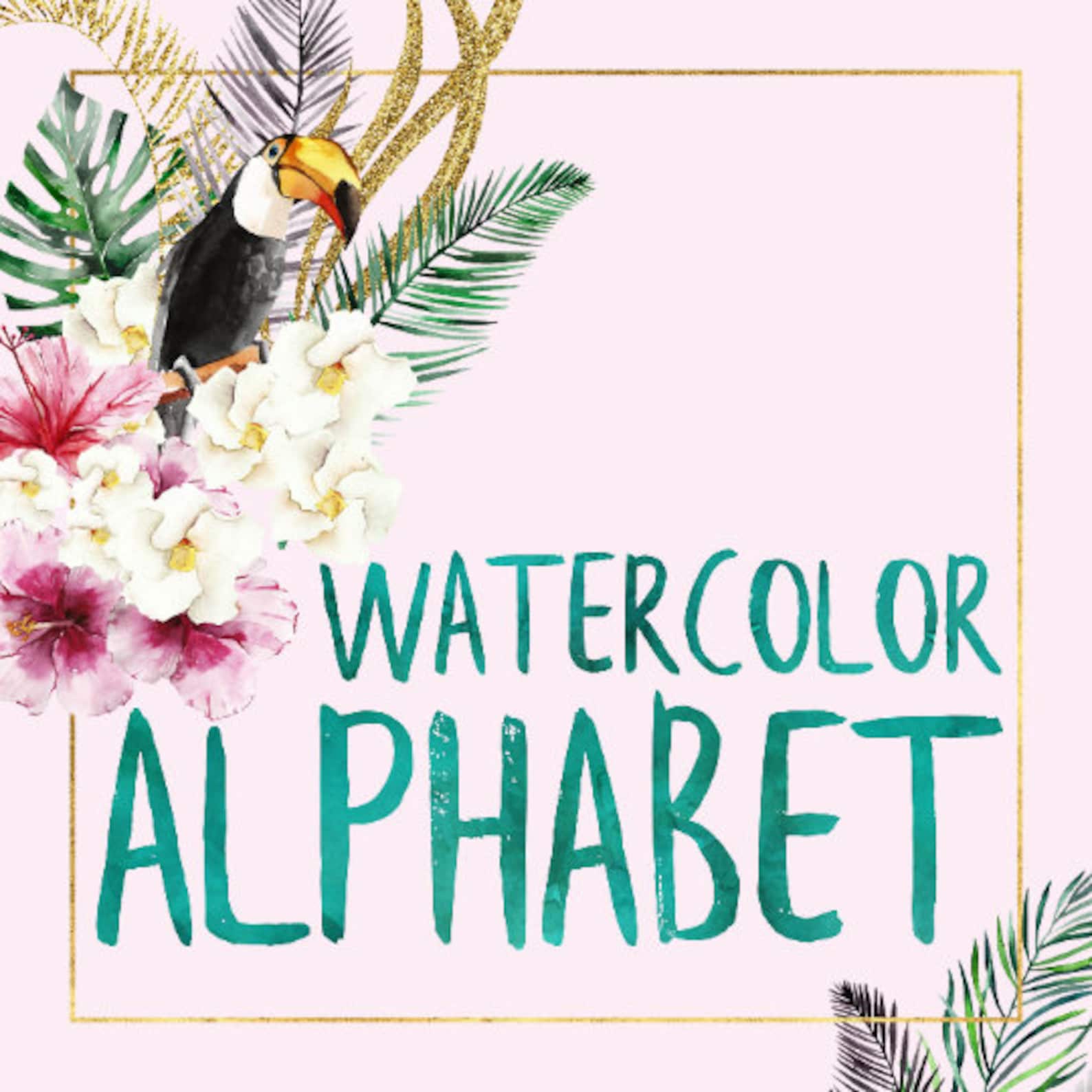 Emerald Green Watercolor Alphabet, Alphabet Clipart, Green Alphabet ...