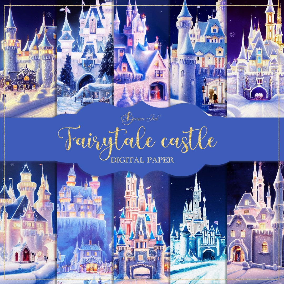 Fairytale Castle Digital Paper, Winter Scrapbook, Frozen Background ...