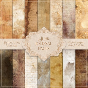 Páginas de diario basura, papel digital, tamaño CARTA, páginas vintage, hoja de efímeras, papel antiguo, álbum de recortes, papel con manchas de café