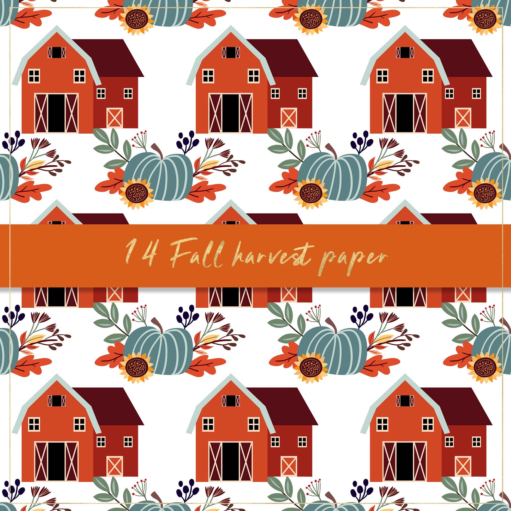 Fall Harvest Digital Paper, Seamless Pattern, Autumn Background ...