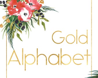 Modern Gold Alphabet, Gold Glitter Alphabet, Alphabet ClipArt, Gold Letters clipart, alphabet clipart, digital alphabet, font clipart