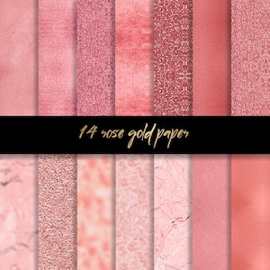 Rose gold digital paper, rose gold backgrounds, rose gold glitter paper, metallic rose gold paper, rose gold foil paper, printable
