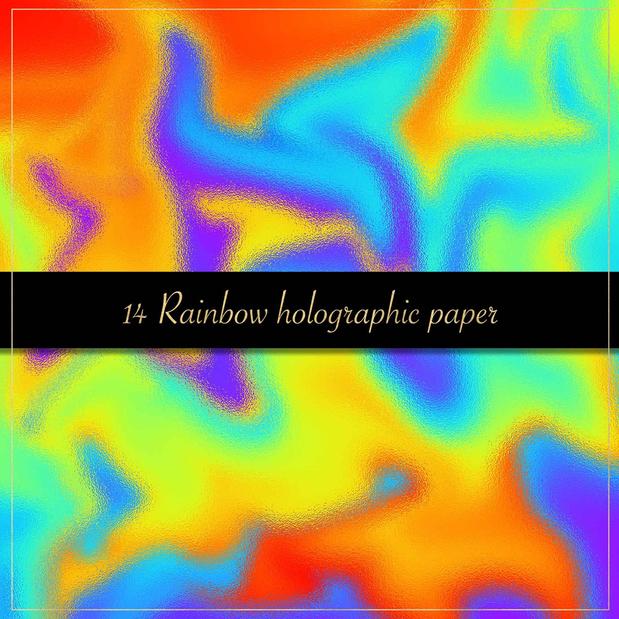 Rainbow Holographic Digital Paper, Iridescent Rainbow, Colorful