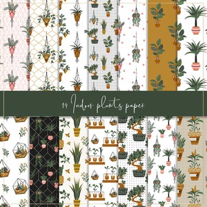 Zimmerpflanzen digitales Papier, nahtloses Papier, Boho Dekor, Topfpflanzen Tapete, Terrarium Hintergrund, Hängepflanzen, Stoffdesign