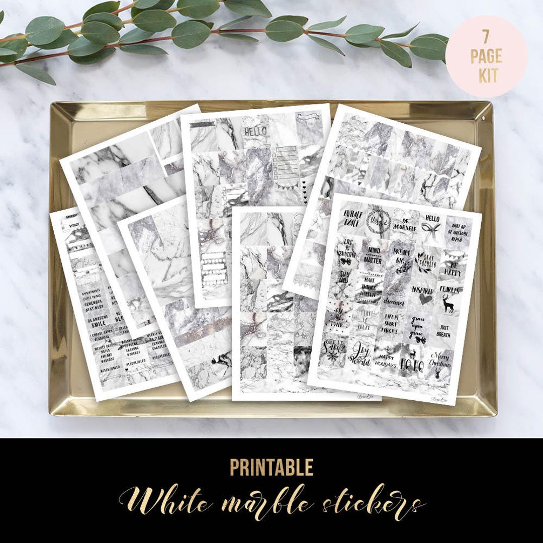 Marble Planner Stickers, Printable Marble Stickers, Marble Erin Condren ...