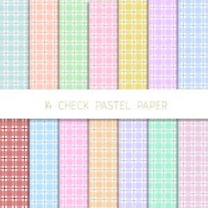Pastel check digital paper, gingham pattern, pink plaid, tartan background, pastel texture, fabric pattern, pastel flannel, planner paper