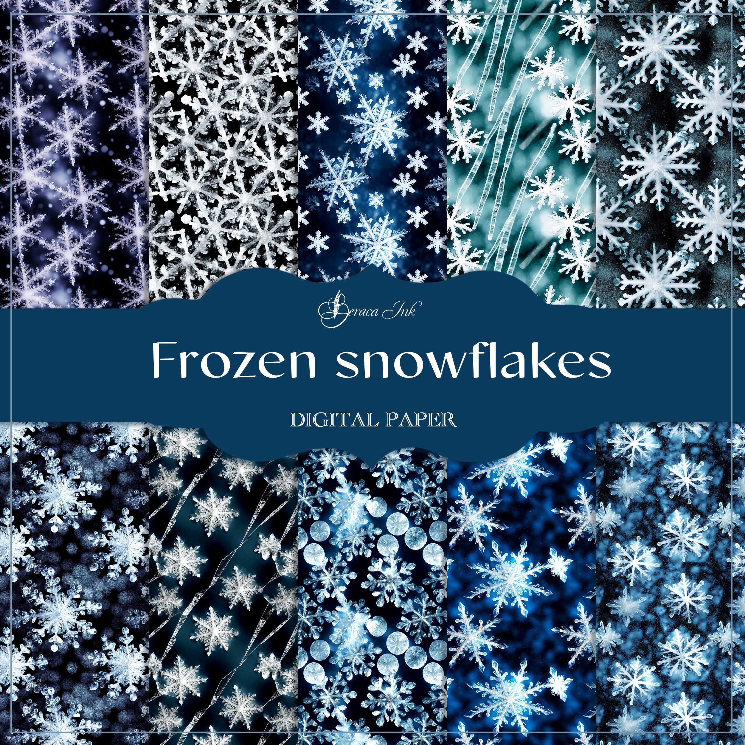 Frozen Snowflakes Digital Paper, Seamless Pattern, Ice Snow, Winter ...