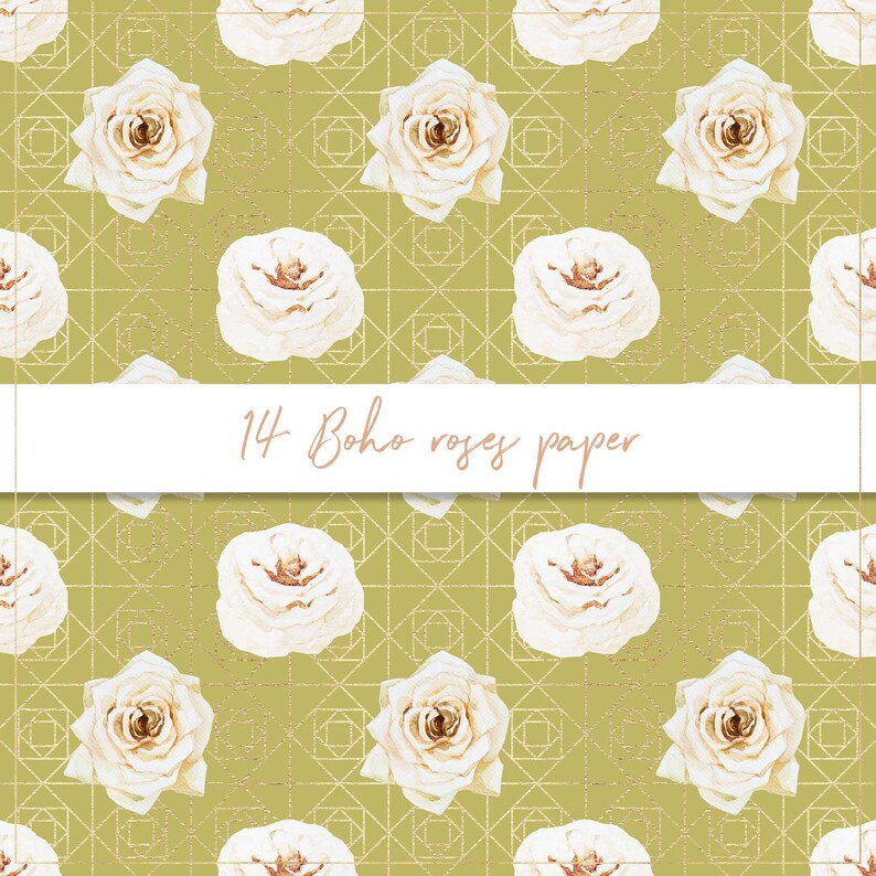 Boho Roses Digital Paper Seamless Pattern Watercolor Boho - Etsy