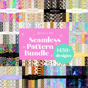 Seamless pattern BUNDLE, digital paper, flower background, fabric design, pastel paper, seamless galaxy, animal print, boho backdrop,