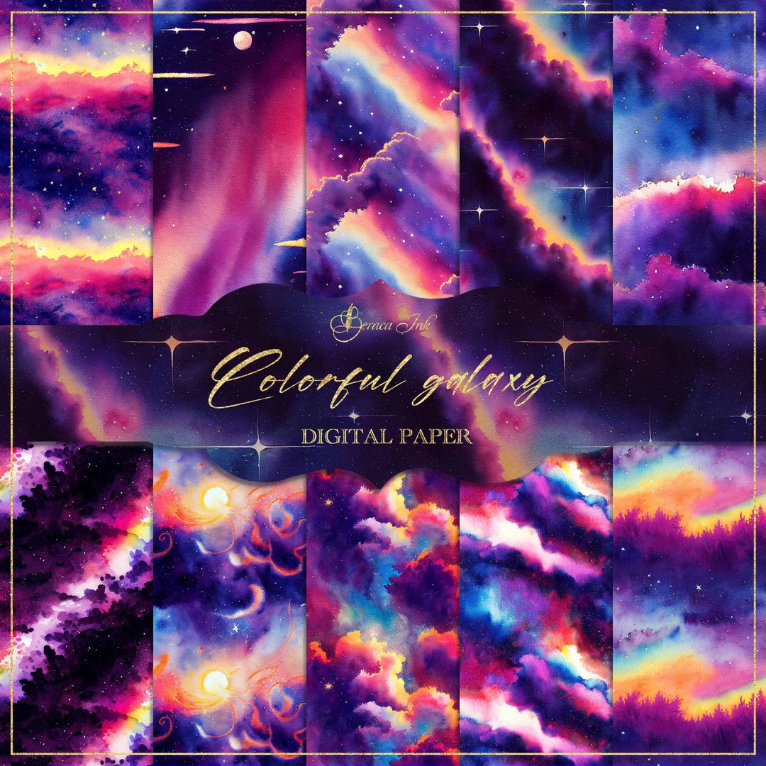 Colorful Galaxy Digital Paper, Seamless Pattern, Solar System ...