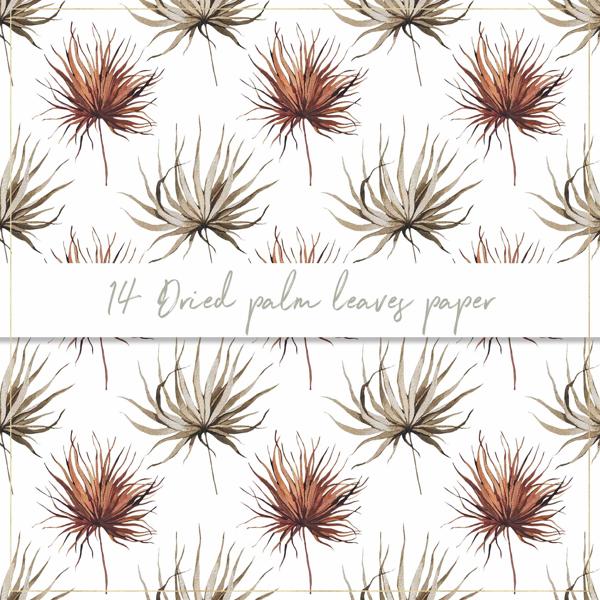 Dried Palm Leaves Digital Paper Seamless Pattern Bohemian | Etsy