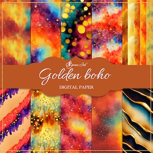 Goldenes digitales Papier, nahtloses Muster, Boho Hintergrund, Goldfolie Hintergrund, Glitzerpunkte Papier, Herbst Tapete, Metallic Goldpapier