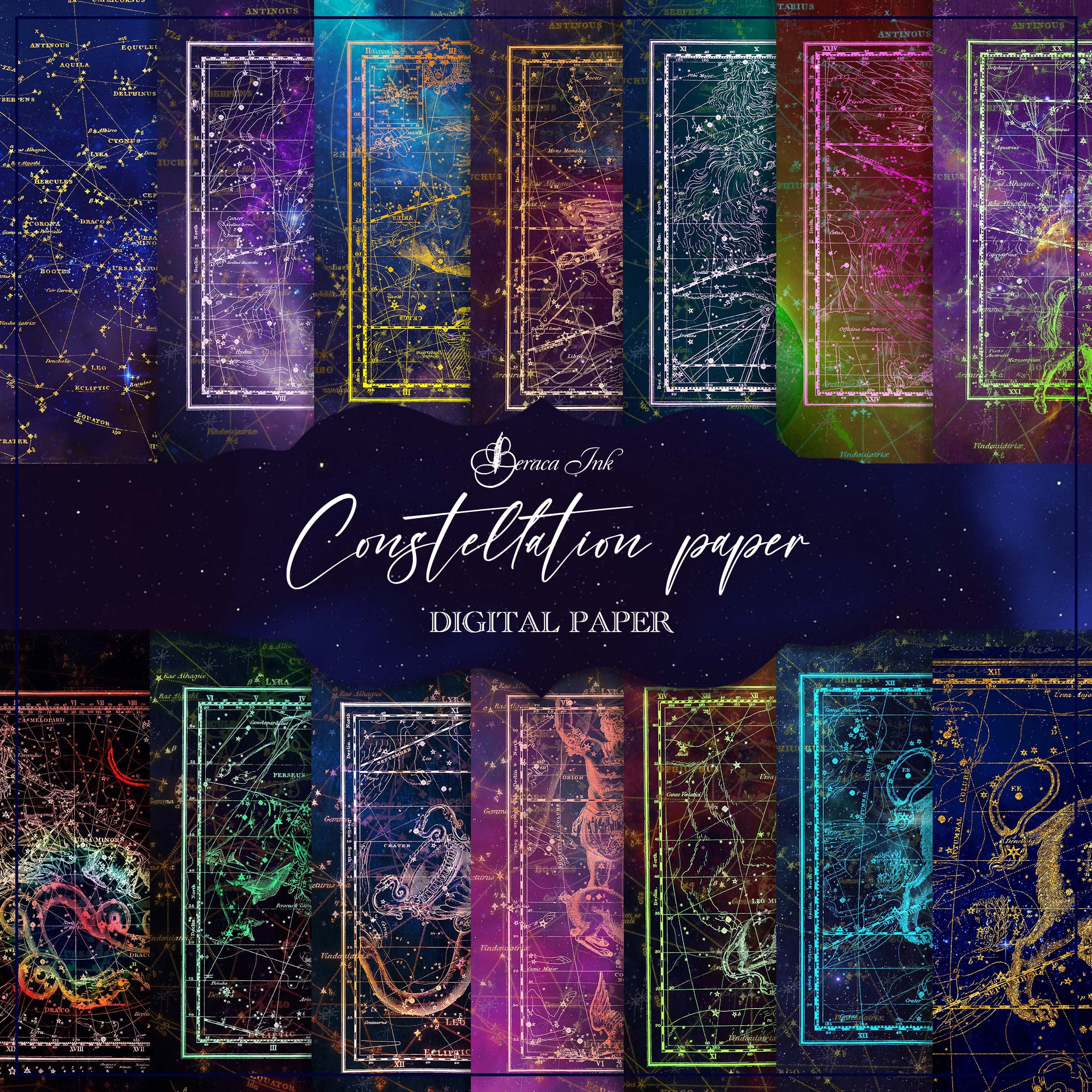 Papel digital de constelaciones, fondo de galaxia, papel de mapa estelar,  papel del espacio exterior, fondo del zodíaco, fondo de pantalla de  astronomía, astrología dorada - Etsy México, image size:2500x2500