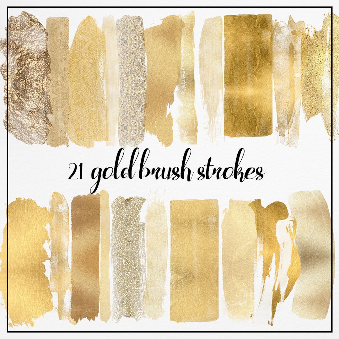Gold Brush Strokes Clipart, Glitter Clipart, Gold Splash Clipart, Gold