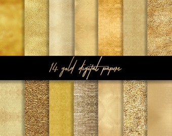 Gold Textures Digital Paper Set, Foil and Glitter Background (Digital Download)