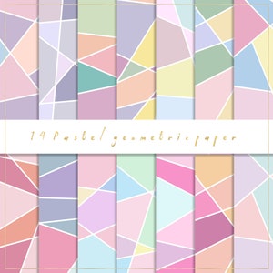 Pastell geometrisches digitales Papier, rosa Pastellpapier, geometrisches Muster, Regenbogen Hintergrund, Pastellhintergrund, hübsches feminines Papier, Scrapbook
