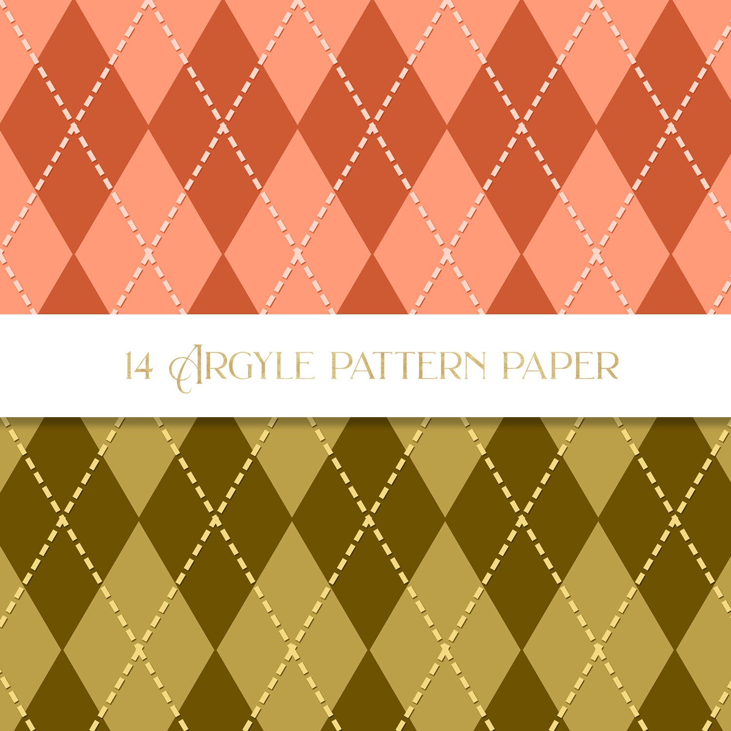 Argyle Pattern Digital Paper, Plaid Pattern, Stitched Diamond 
