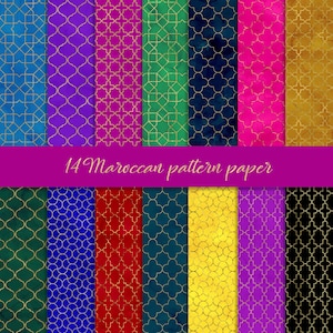 Marokkanisches digitales Papier, nahtloses Papier, Goldmusterpapier, arabischer Hintergrund, islamischer Hintergrund, ethnische Hochzeit, goldenes geometrisches Papier,