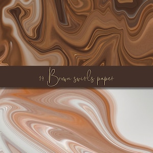 Może przedstawiać: Abstrakcyjny papier cyfrowy z brązowymi i białymi wirami. Papier nosi tytuł "Brown swirls paper".
