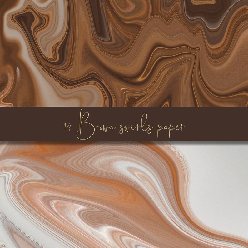 Może przedstawiać: Abstrakcyjny papier cyfrowy z brązowymi i białymi wirami. Papier nosi tytuł "Brown swirls paper".