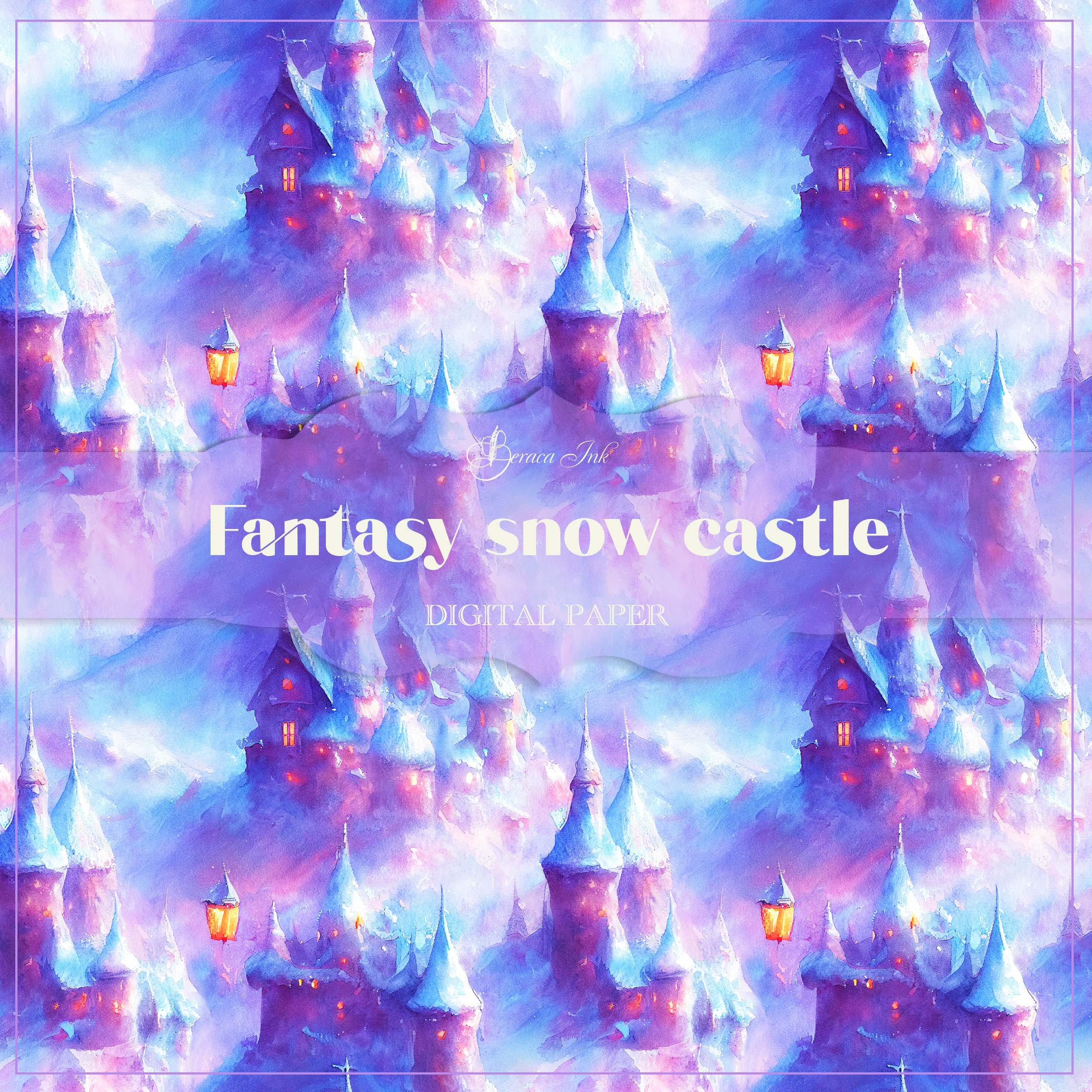 Fantasy Castle Digital Paper, Seamless Pattern, Winter Scrapbook ...