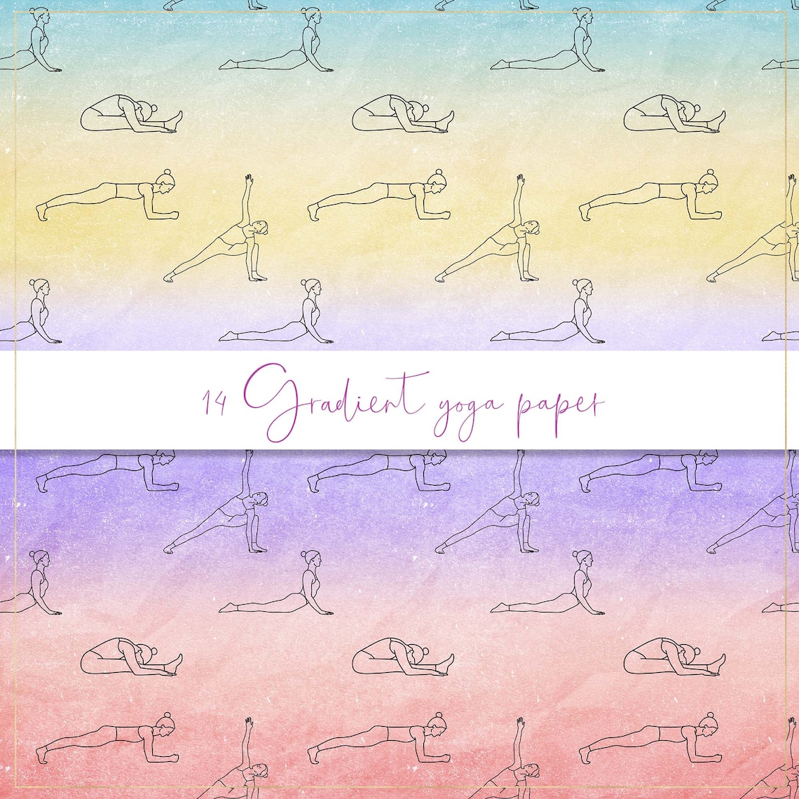 Gradient yoga digital paper yoga pattern meditation Etsy
