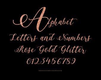 Rose gold glitter Alphabet, Rose gold Alphabet, Clip Art rose gold, Rose Gold Letters clipart, Glitter Alphabet, copper letters clip art