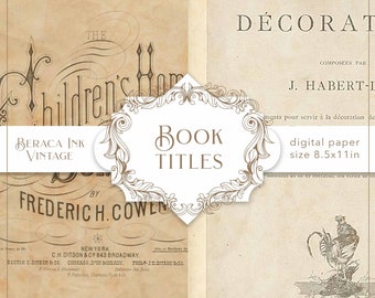 Book Titles Digital Paper, Vintage Paper, Grunge Wallpaper Book Titles Digital Paper, Vintage Paper, Grunge Wallpaper