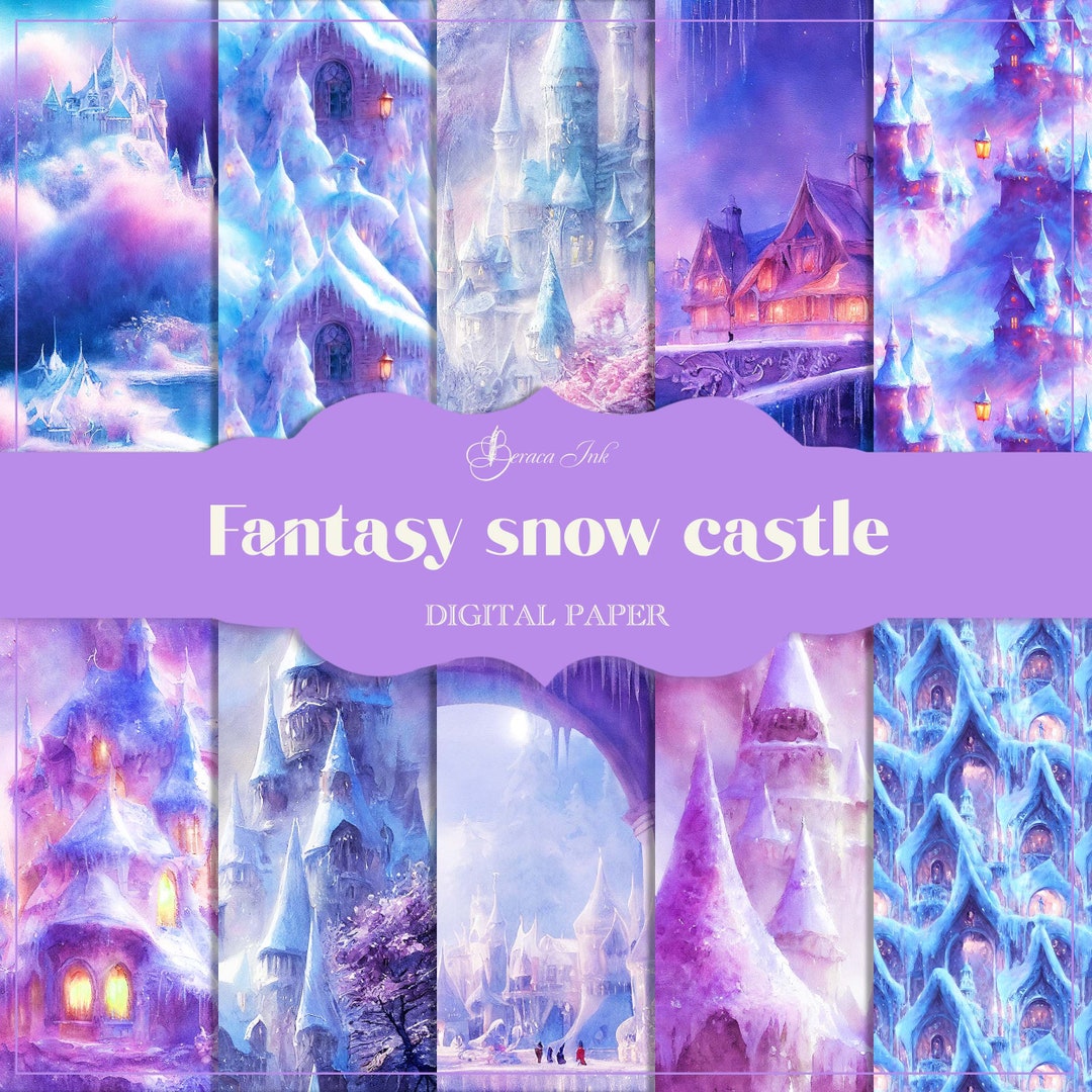 Fantasy Castle Digital Paper, Seamless Pattern, Winter Scrapbook ...