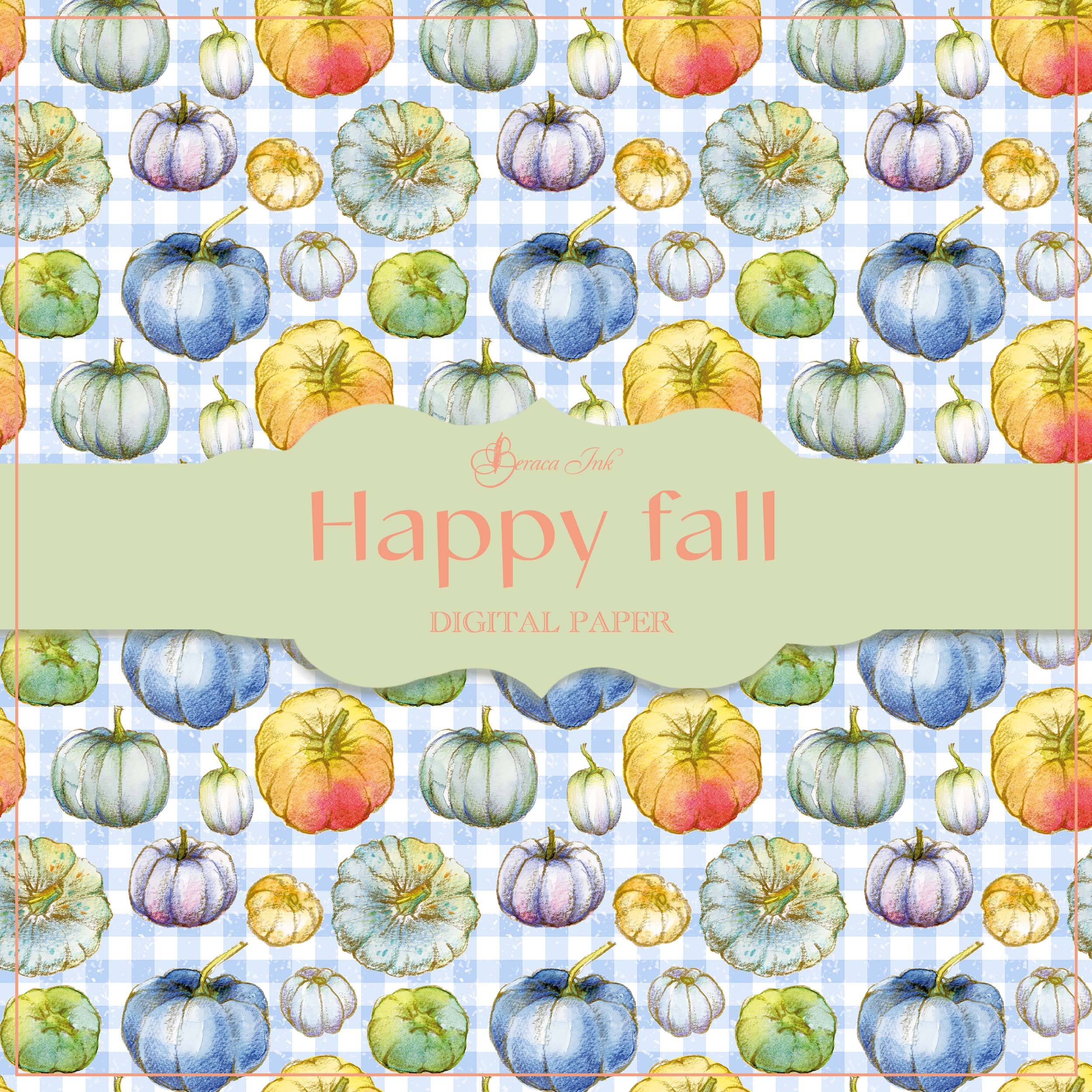 Happy Fall Digital Paper Seamless Pattern Pastel Autumn - Etsy