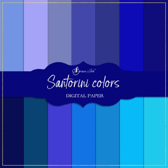Santorini Blue Digital Paper, Solid Color Paper, Sky Blue Paper