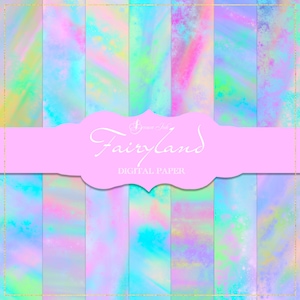 Fairyland digital paper, sky pattern, rainbow backdrop, abstract background, pastel paper, colourful paper, pink wallpaper, scrapbooking