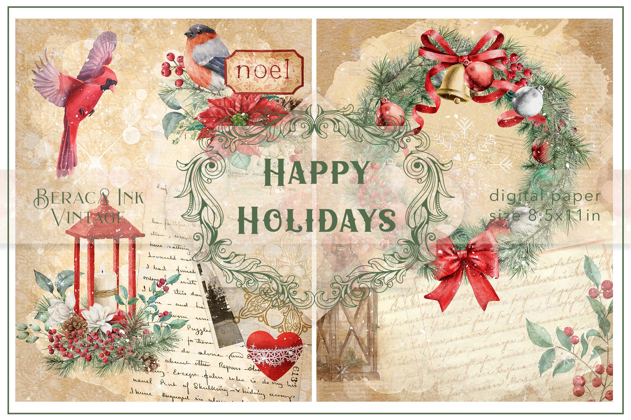 Christmas Scrapbook Paper,Christmas Printable,Christmas Card,Christmas By  DenysDigitalShop