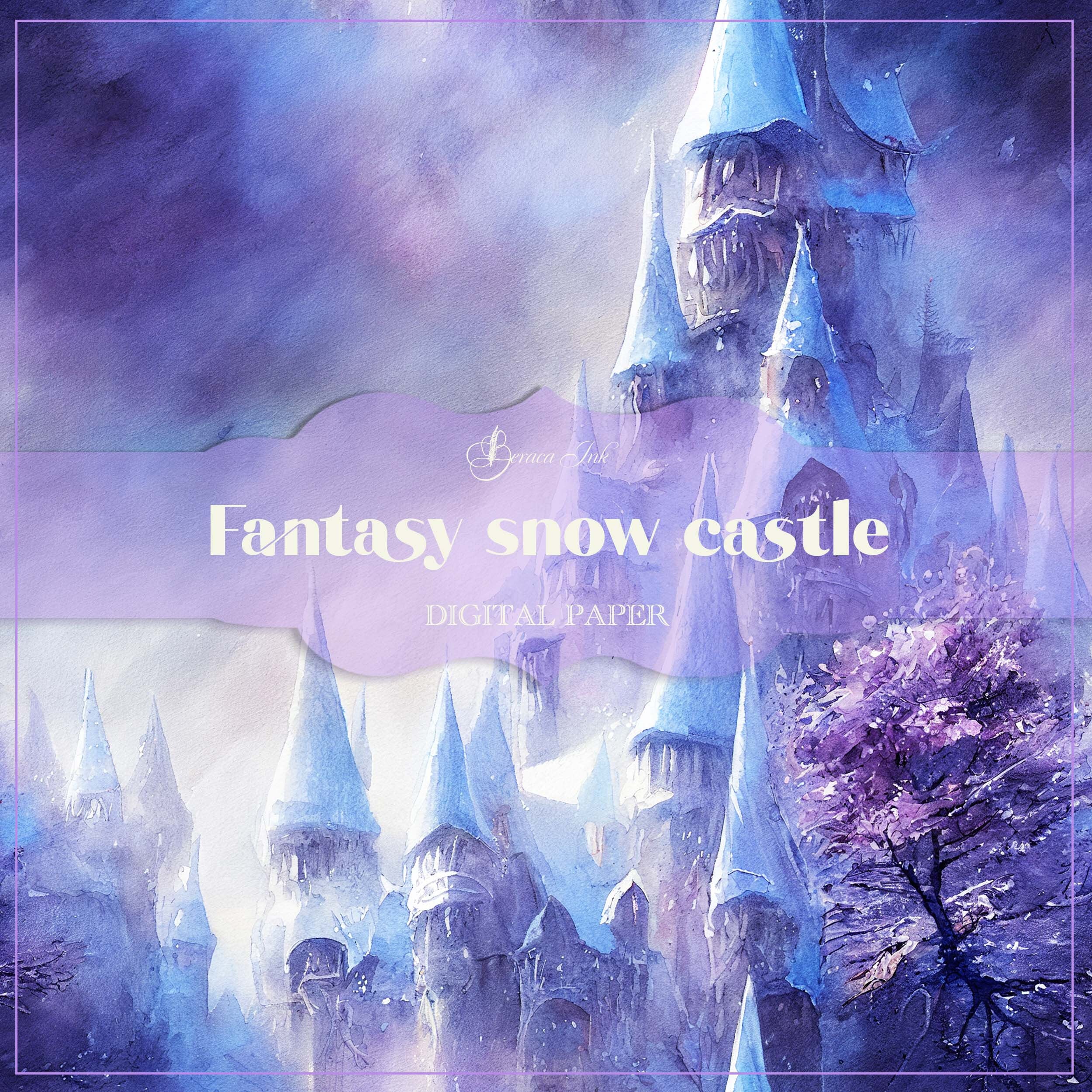 Fantasy Castle Digital Paper, Seamless Pattern, Winter Scrapbook ...