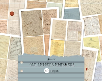 Oude brieven, efemere brieven, vintage brieven junkdagboek, afdrukbaar handgeschreven papier, antieke brieven, grungedocumenten, vintage plakboekpapier