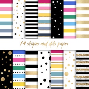 Papier numérique à rayures, papier à pois dorés, papier à rayures, papier doré, papier à rayures dorées, papier à confettis dorés, papier à rayures noires, publicité