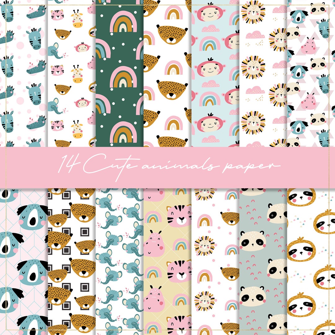 Cute Animals Digital Paper, Seamless Pattern, Nursery Wallpaper, Baby ...