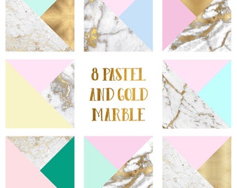 Pastel Gold Marble Digital Paper Set (Digital Download)