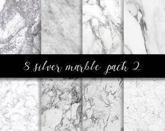 Silver white marble digital paper, silver marble paper, silver paper, marble backgrounds, Stone paper, silver marble, commercial use