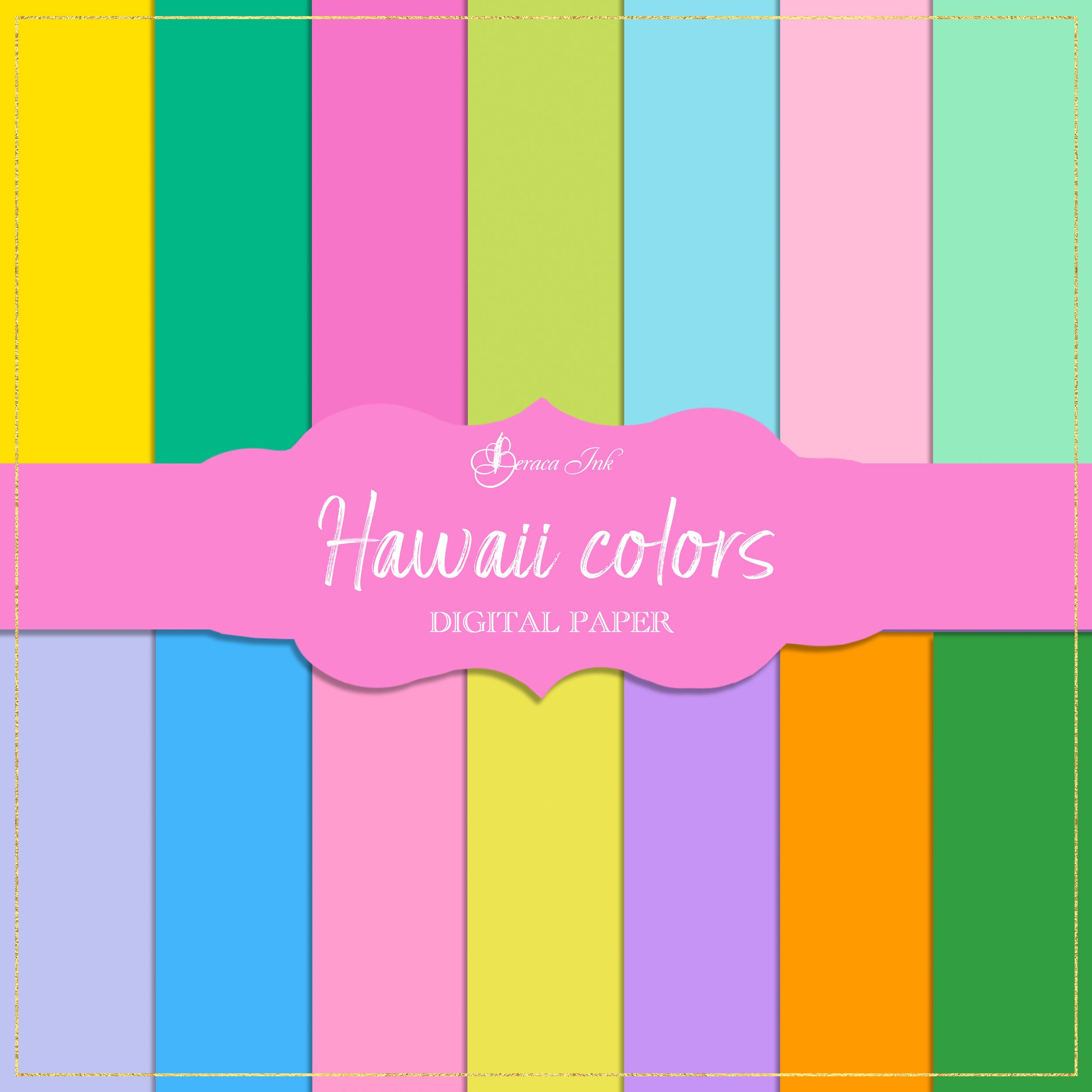 Hawaii Bright Digital Paper Solid Color Paper Colorful Etsy