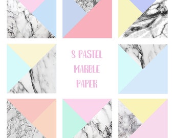 Pacchetto di carta digitale marmo pastello, sfondi granito bianco (download digitale)