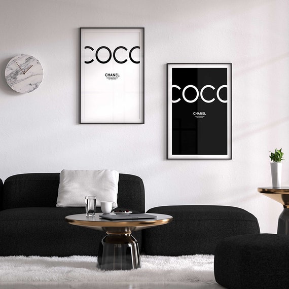 Black Coco Chanel Poster Coco Chanel Print Coco Chanel Wall Art Coco Chanel Digital Print Coco Chanel Printable Black Background Coco