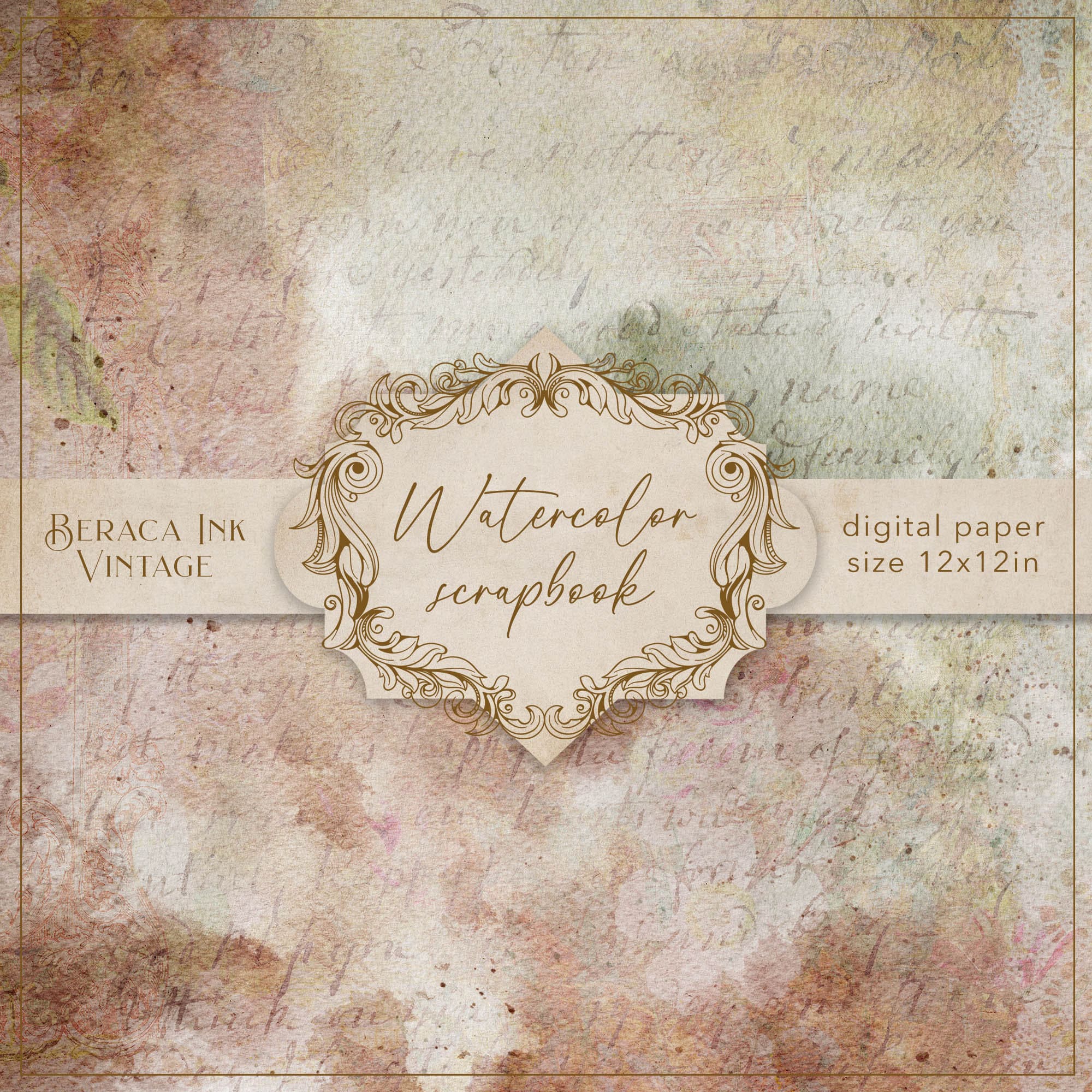 Watercolor Scrapbook Digital Paper, Junk Journal Kit, Ephemera Paper ...