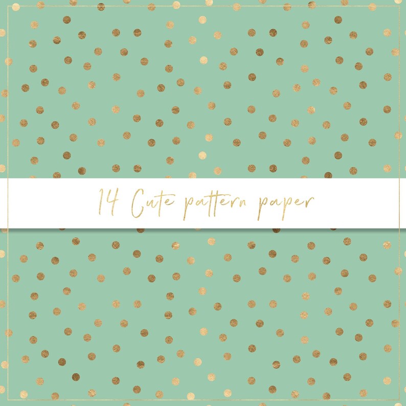 Papier numérique à motif mignon, papier sans couture, coeurs dorés, fond pastel, lune et étoiles dorées, papillons, coeurs métalliques, pois image 6