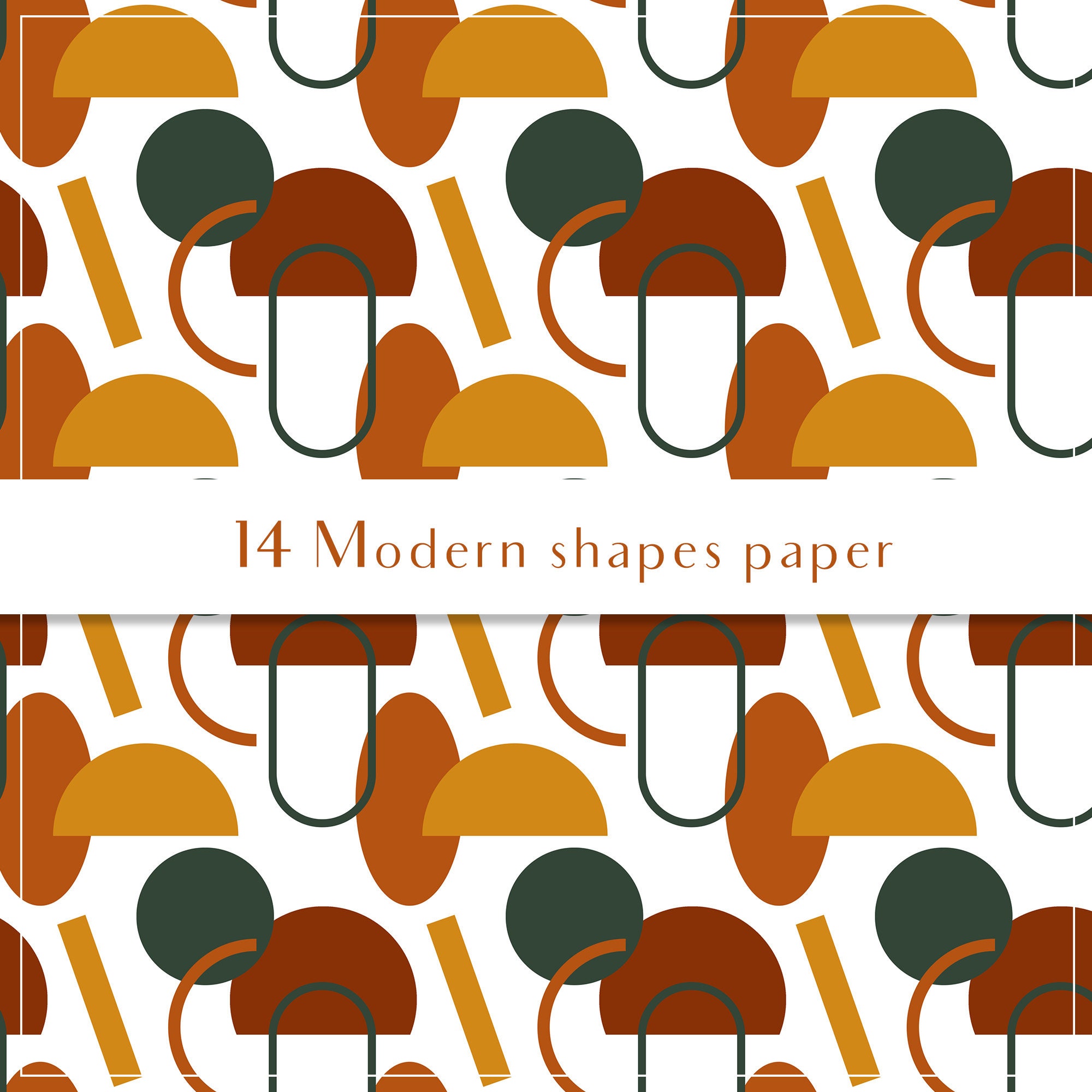 Modern Shapes Digital Paper, Seamless Pattern, Abstract Objects, Boho ...