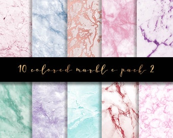 Colored Marble Digital Paper Pack, Stone Texture Backgrounds (PNG Files)