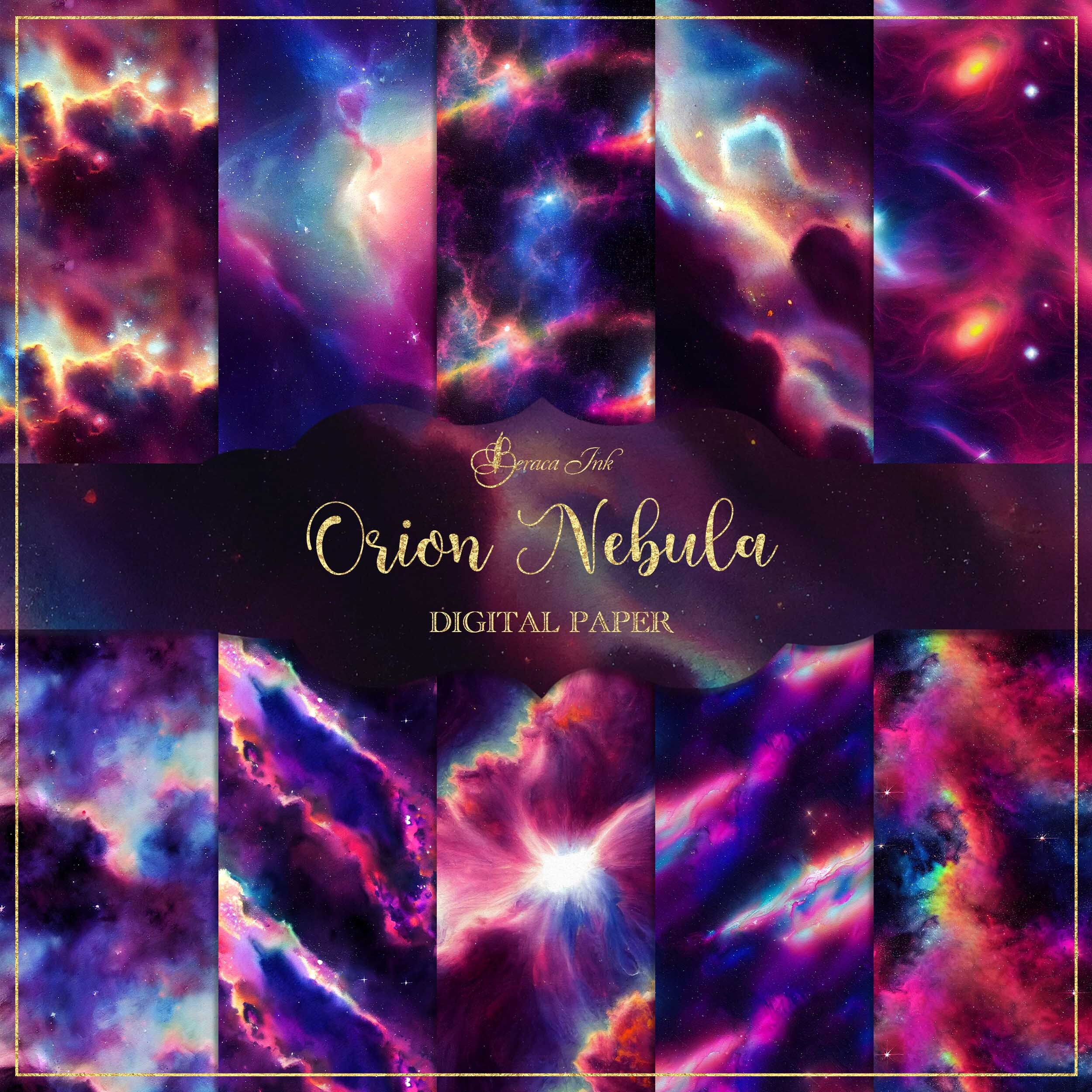 Orion nebula digital paper, seamless galaxy pattern, galaxy background, cosmic scrapbook, universe backdrop, cosmic fabric design