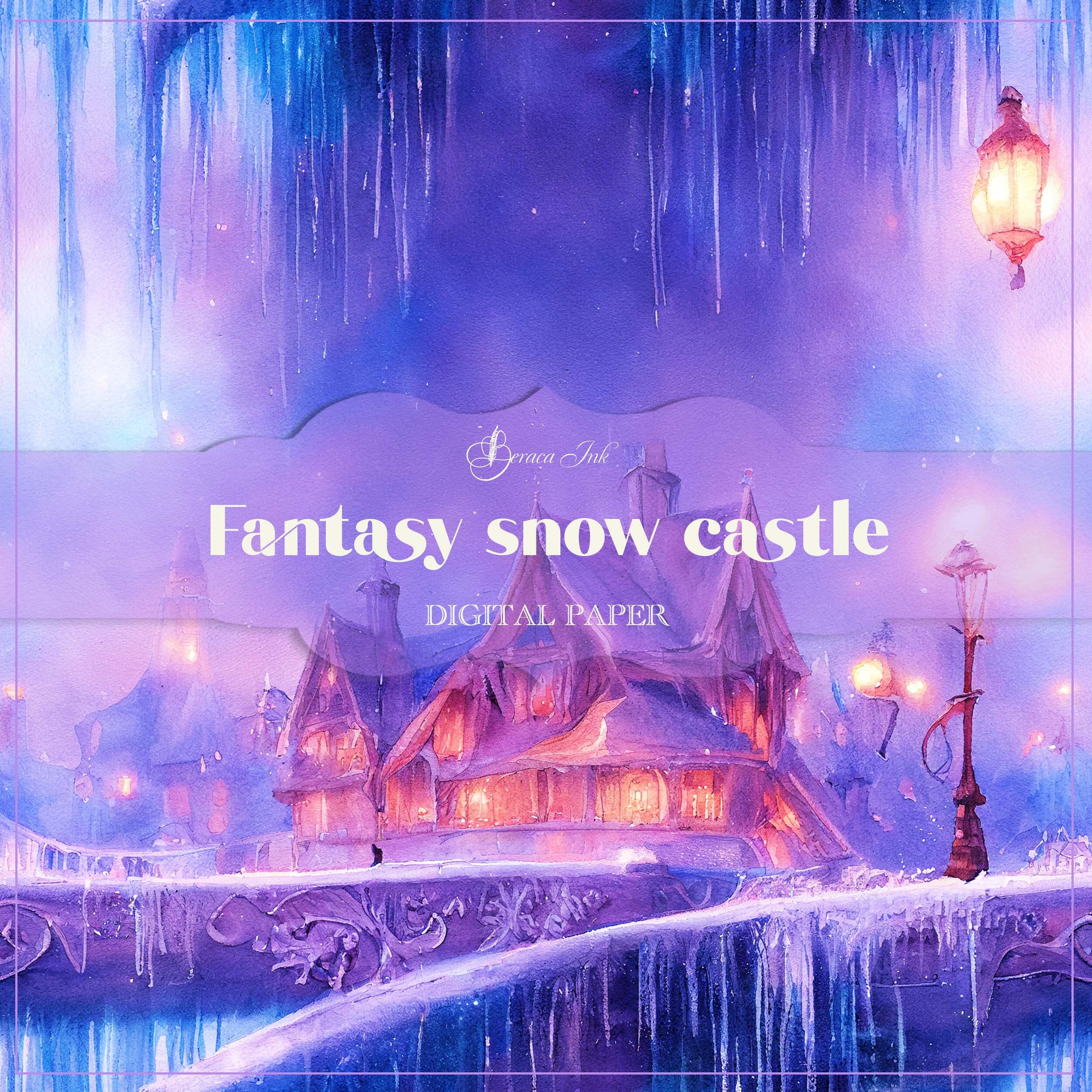 Fantasy Castle Digital Paper, Seamless Pattern, Winter Scrapbook ...
