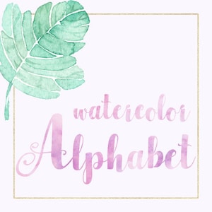 Roze aquarel alfabet, alfabet clipart, roze alfabet, lettertype clipart, aquarel brieven clipart, aquarel clipart, digitaal alfabet